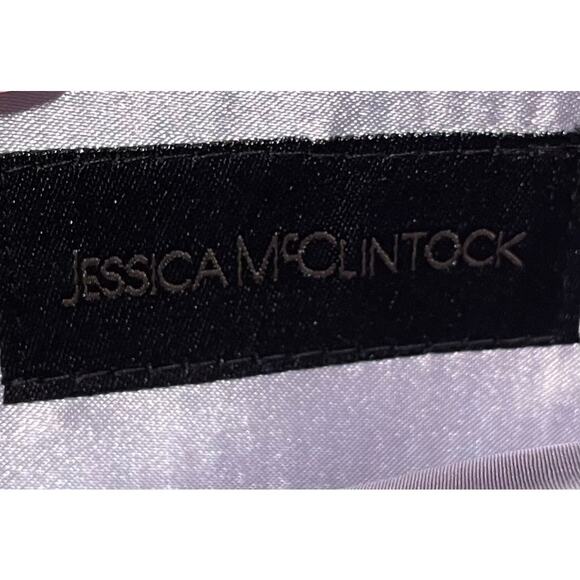 Jessico McClintock Silver Satin Clutch, Evening Clutch, Drop Chain, Clasp - Picture 5 of 11